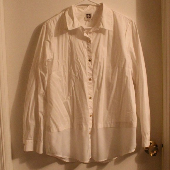 White Anne Klein Blouse Long Sleeve - Picture 1 of 2